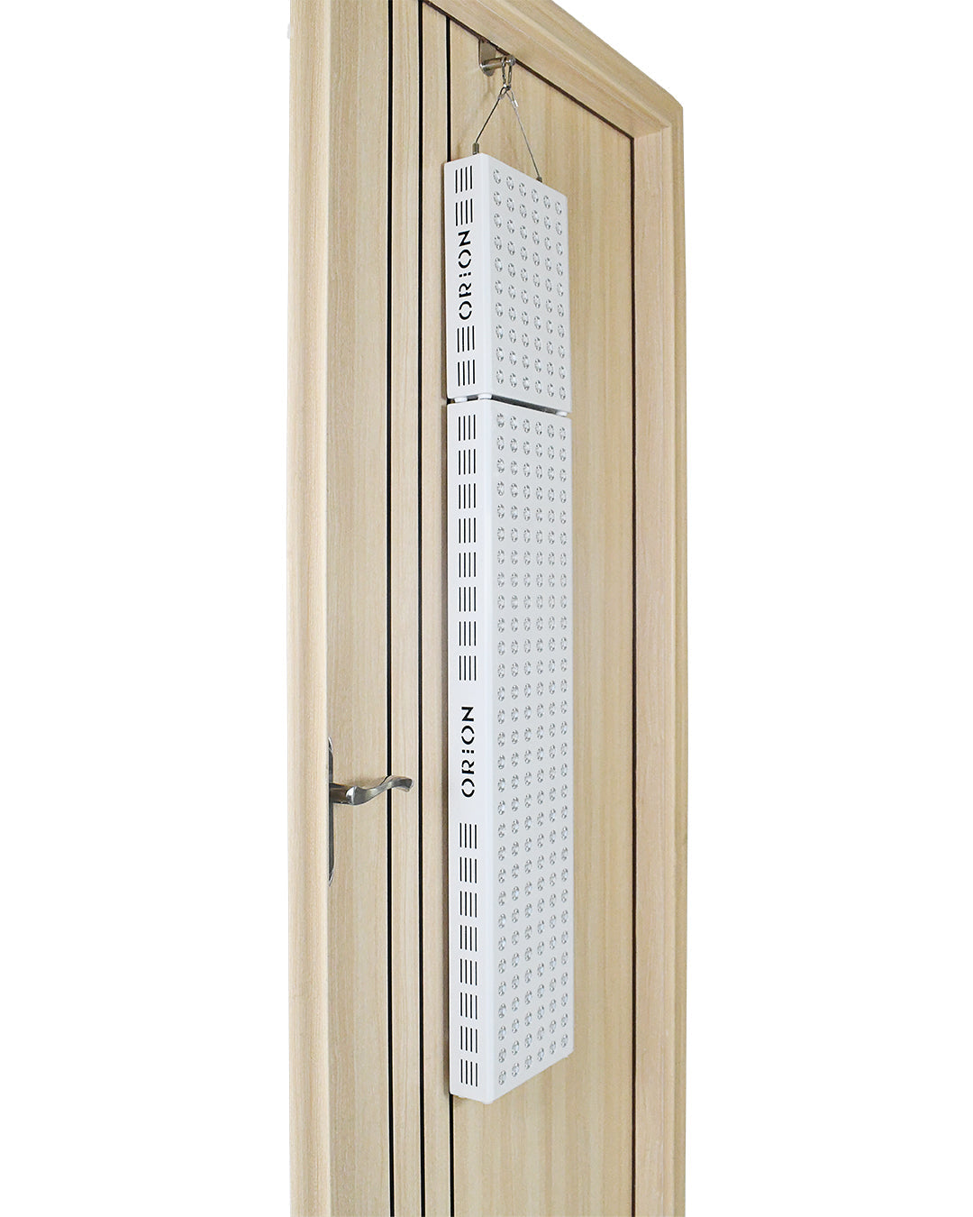 Orion Pro 1200+. Orion Pro 300 + 900 hanging on a door. Featuring the Synaptic Design. Orion Red Light Therapy