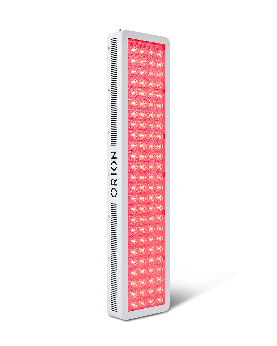 Orion 1000 turned on. Orion Red Light Therapy. LED Light Therapy. Improves Collagen Production. Mitochondria. Muscle Recovery and Performance.