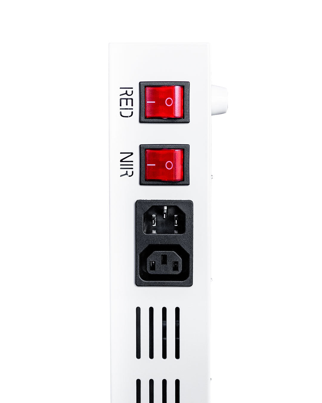 Side view of the Orion Pro 300 device with the Red and NIR switches.. Cutting edge and seamless design featuring the synaptic system. Orion Red Light Therapy.